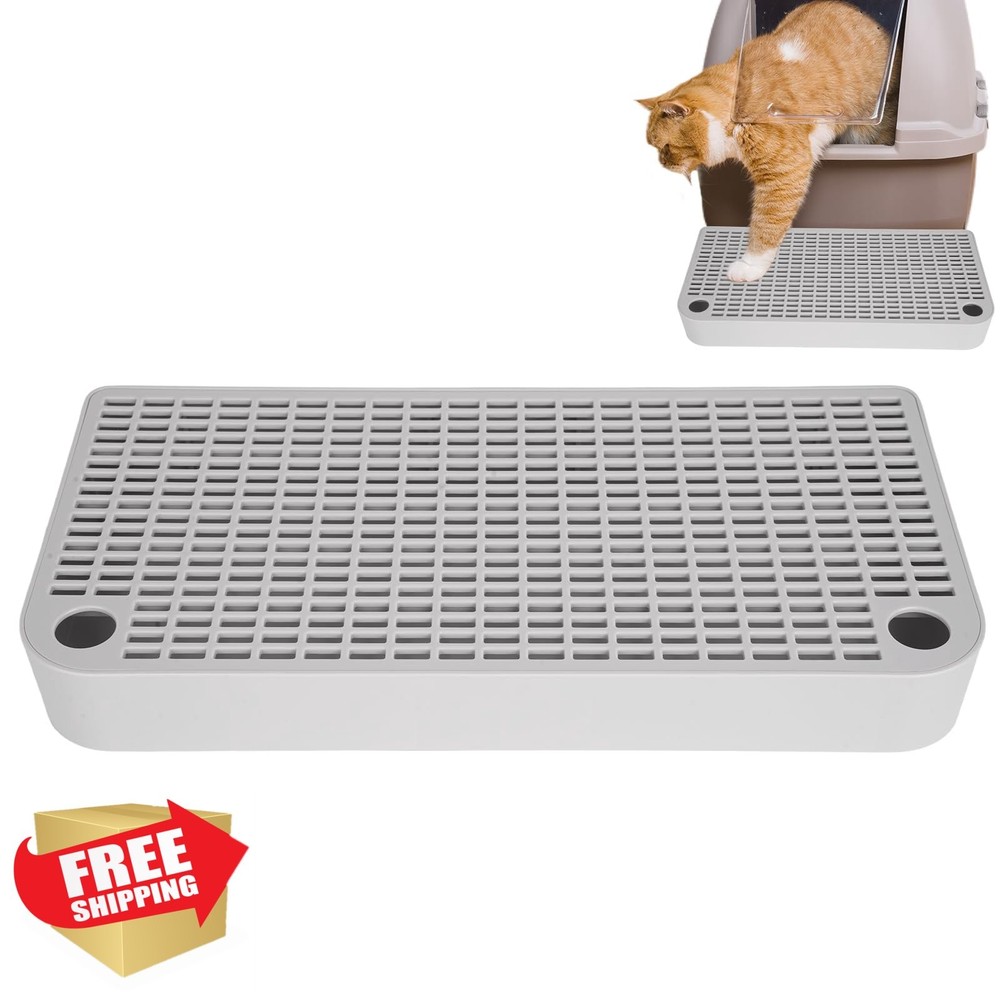 Cat Ramp Litter Box Step Grey Silicone Low Entry Filter Function Mat