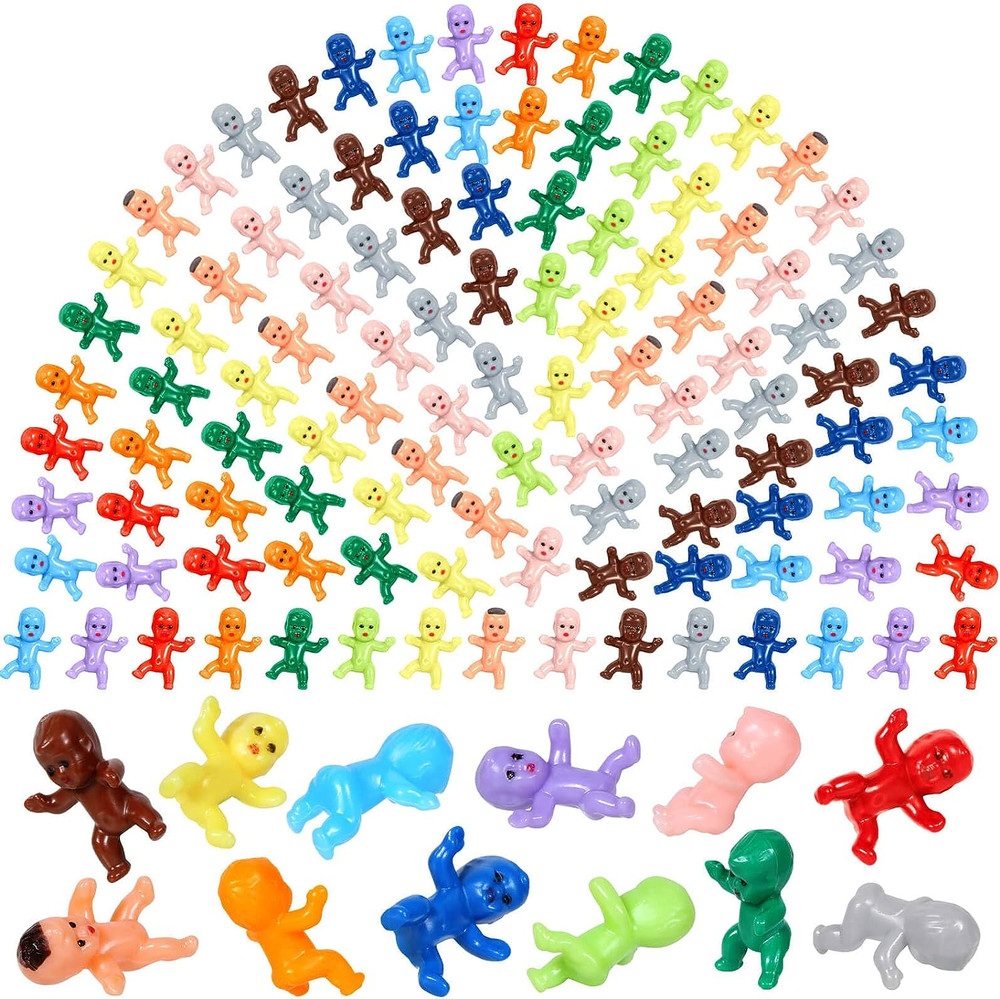 120Pcs Mini Plastic Babies, Tiny Plastic Baby Figurines Small King Cake Babies B