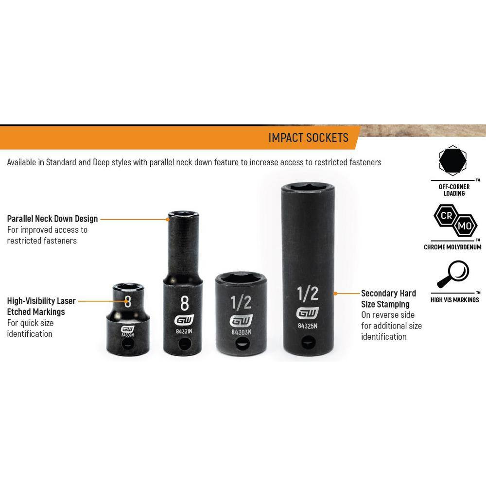 1/2 In. Drive 6 Point SAE Deep Impact Socket 3/4 In.