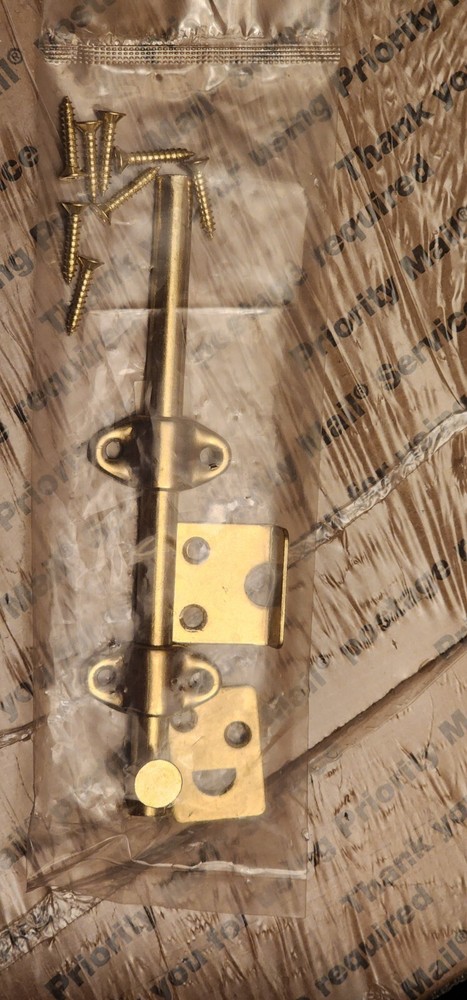 WESSEL 6" Door Surface Bolt Latch Security Privacy Lock Brass Plated