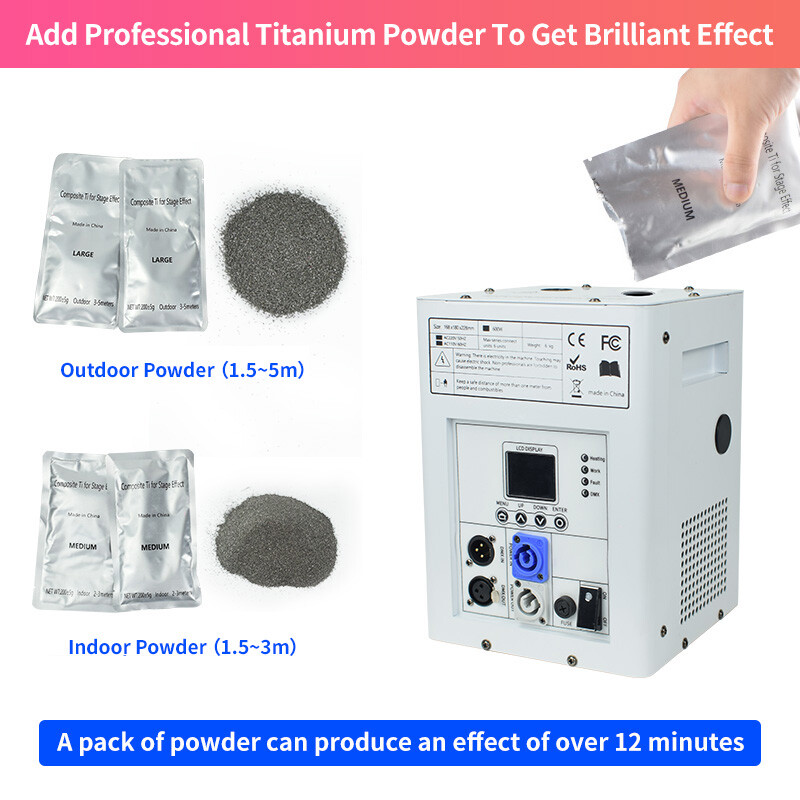 2X Cold Spark Machine DMX512 Spark Firework Machine with Flight Case White