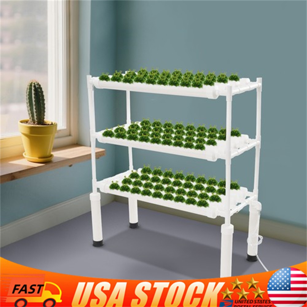 108 Planting Sites Hydroponic Grow Kit System Water Pump & Timer 3 Layer