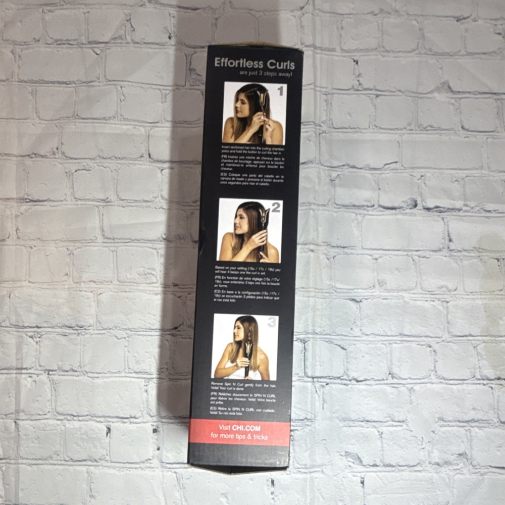 CHI Spin N Curl CA2247 Ceramic 1" Curling Iron Auto Shut-Off Black