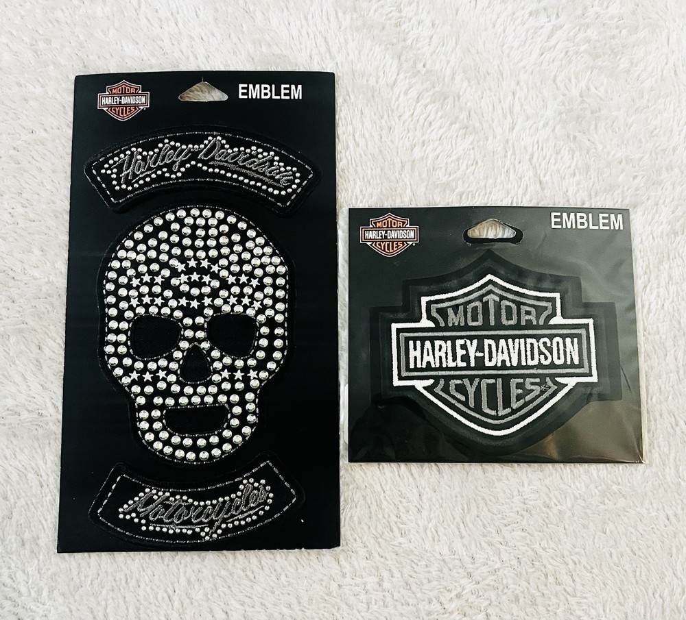 2 New Harley Davidson Emblems Skull And Logos