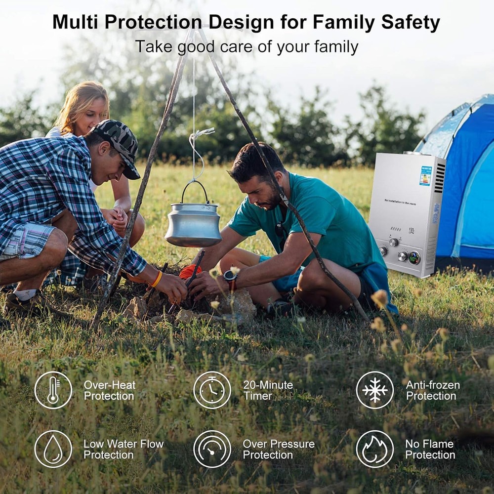 16/18/20L LPG Propane Gas Hot Water Heater Tankless On-Demand Instant Boiler