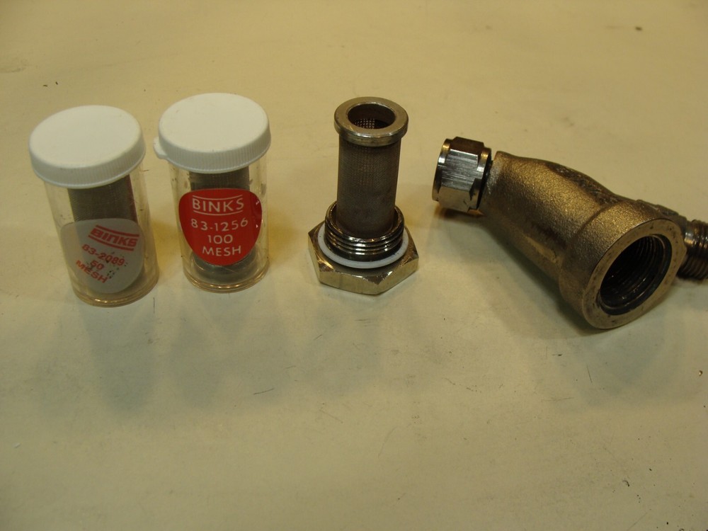Binks 83-2923 ASM In-Line Y-Strainer w/ 100 mesh & New 50 & 100  Mesh Strainers