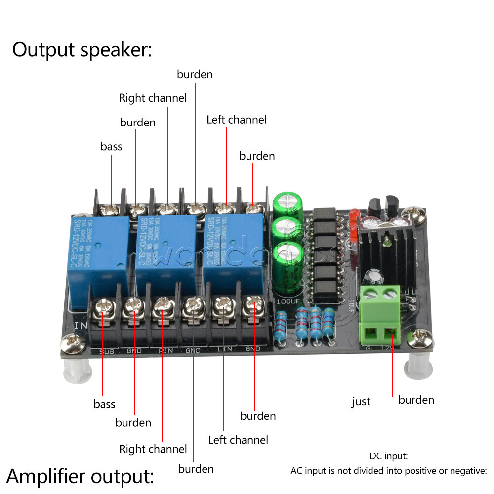 Stereo 2.1 3-channels Speaker Protection Board Delay Module for Audio Amplifier