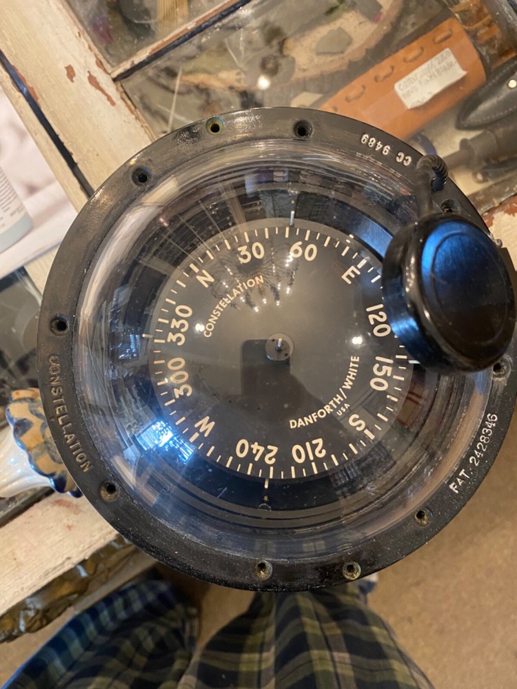 Ship Binnacle Brass Kelvin White star compass model # cc9489 width @ 7-7/8”
