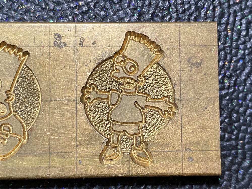 Vtg Brass Token Impression Embossing Die Cast Bart Simpson Character Mold