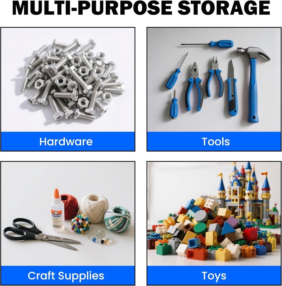 Wall Mounted Storage Bins, Plastic Hanging Storage Organizer Bins, Garage Tool S