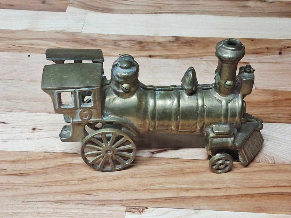 Vinatge Solid Brass Railroad Moving Wheels Train Figurine