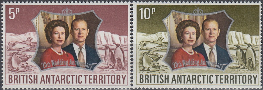 BAT Silver Wedding QEII 1972 MNH-12 Euro