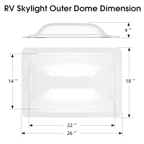 RV Skylight Replacement Bundle,18" x 26" Skylight Outer Dome Fit 14" x Clear