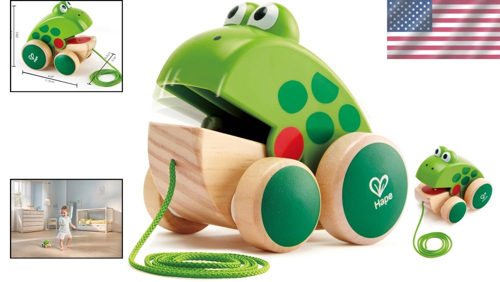 Frog Pull-Along Toy with Interactive Features | Encourages Crawling & Walking