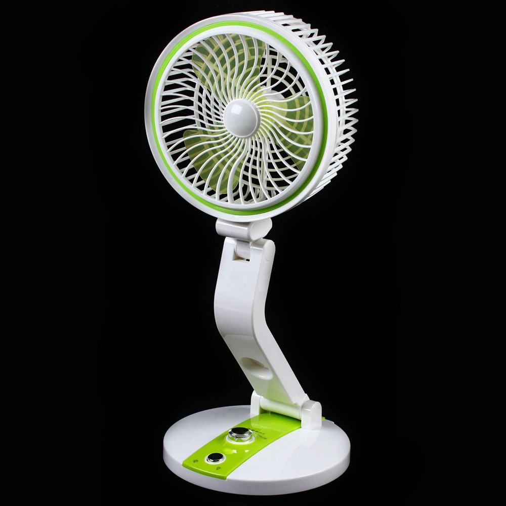 18" Portable Solar Power Fan with LED Light - Rechargeable & Adjustable