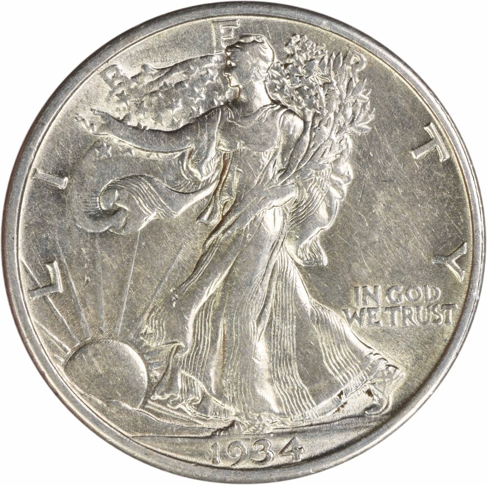 1934 Walking Liberty Silver Half Dollar AU Uncertified #1237