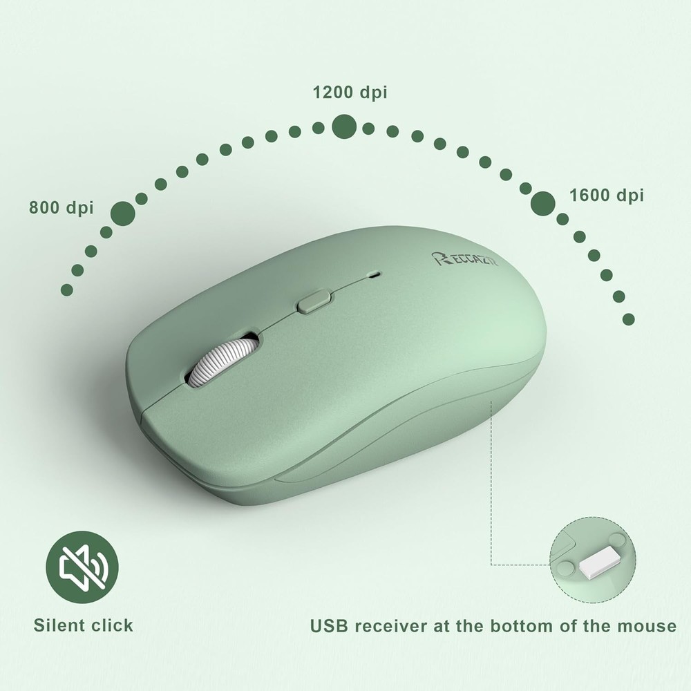 Wireless Keyboard and Mouse Combo, Full-Sized Wireless Keyboard and Adjustable