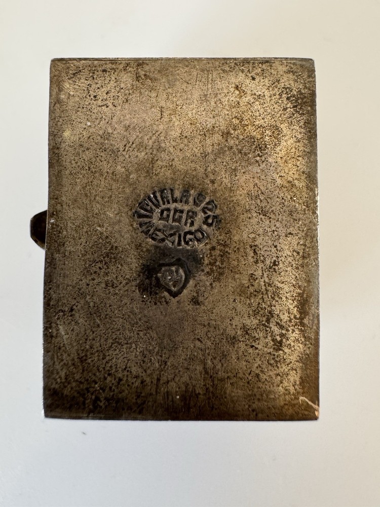 VTG Sterling Silver, W/Abalone Shell Top, Thimble Box W/Lady Bug Thimble.