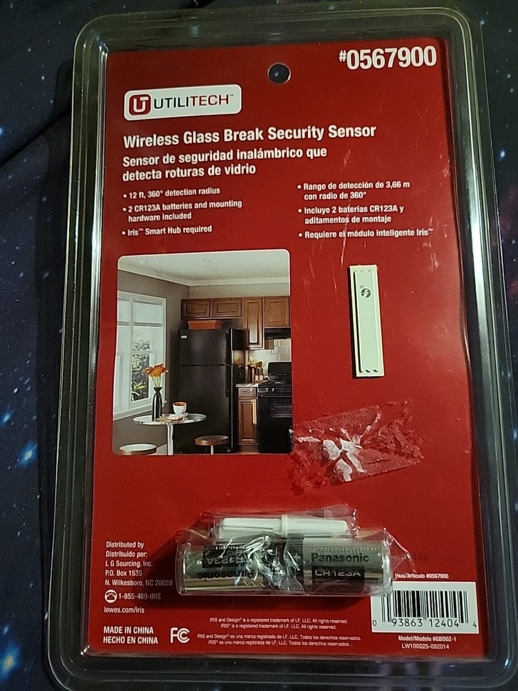 HOME SECURITY Utilitech Wireless Glass Break Security Sensor 0567900 MSRP $29.99