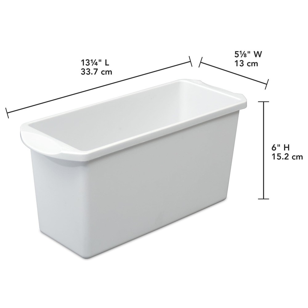 (3 pack) Sterilite Ice Cube Bin, Narrow Design, Space-efficient, BPA-Free, White