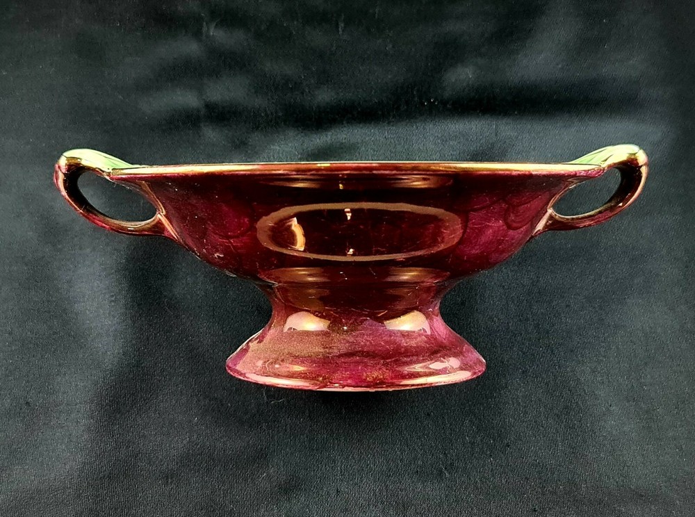 Maling Ware Hand Painted "Blossom Bough" Two Handle Dish c1960s