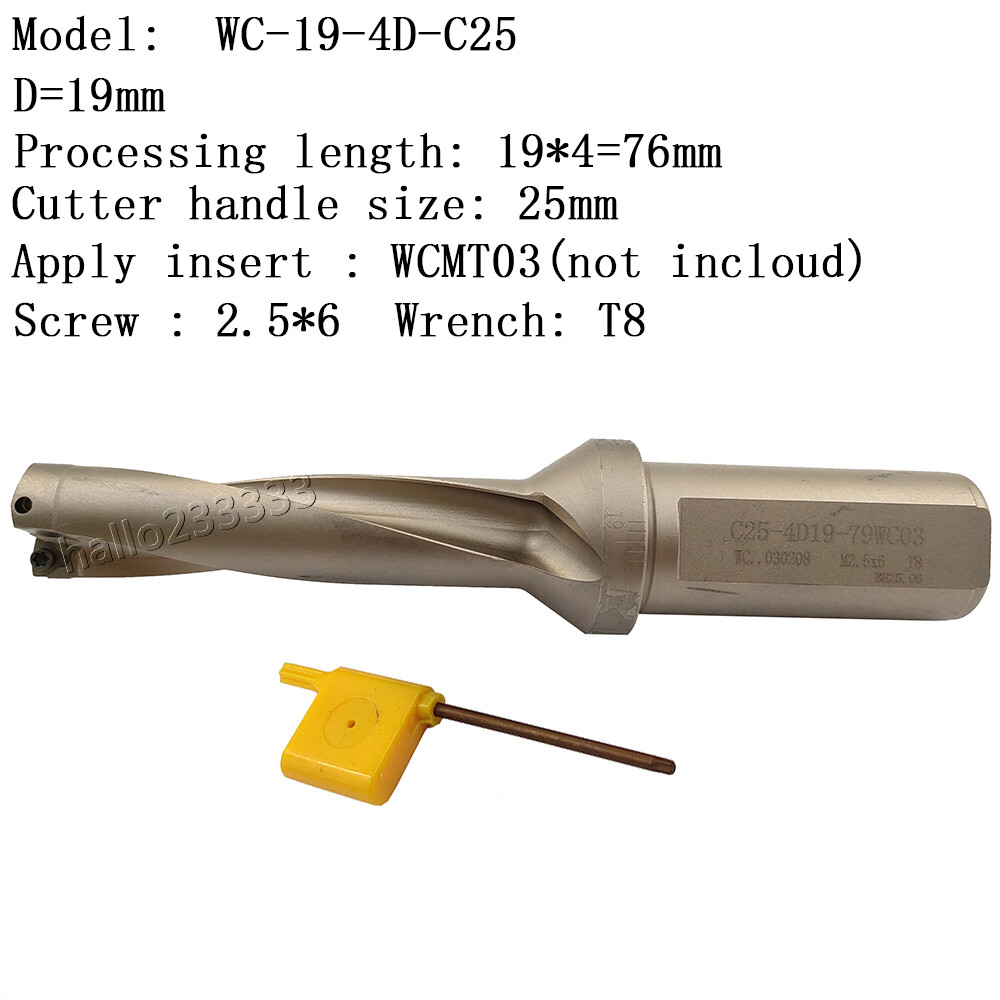 WPD-190-4D-C25 19mm U drill indexable drill For WCMX030208 WCMX carbide insert