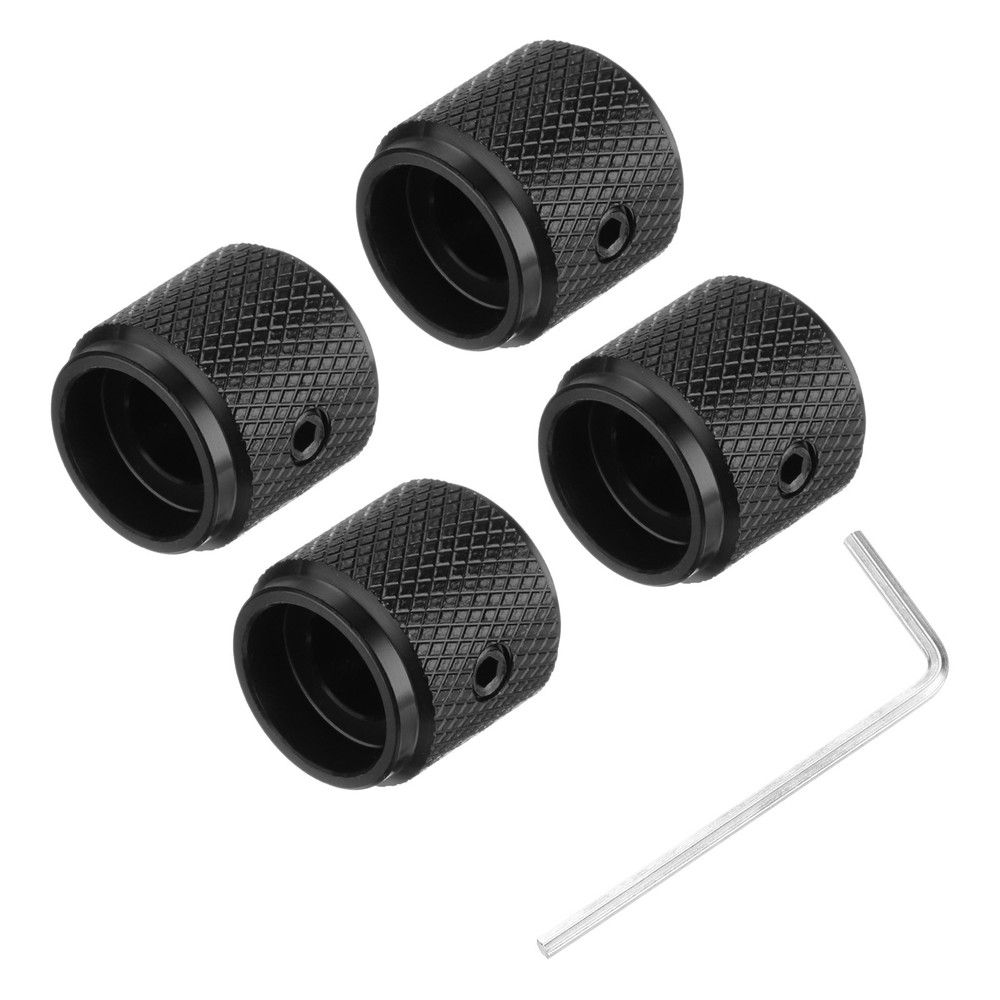 4 PCS Guitar Knobs Metal Volume Tone Control Dome Knobs 1/4" x 1/2" Black
