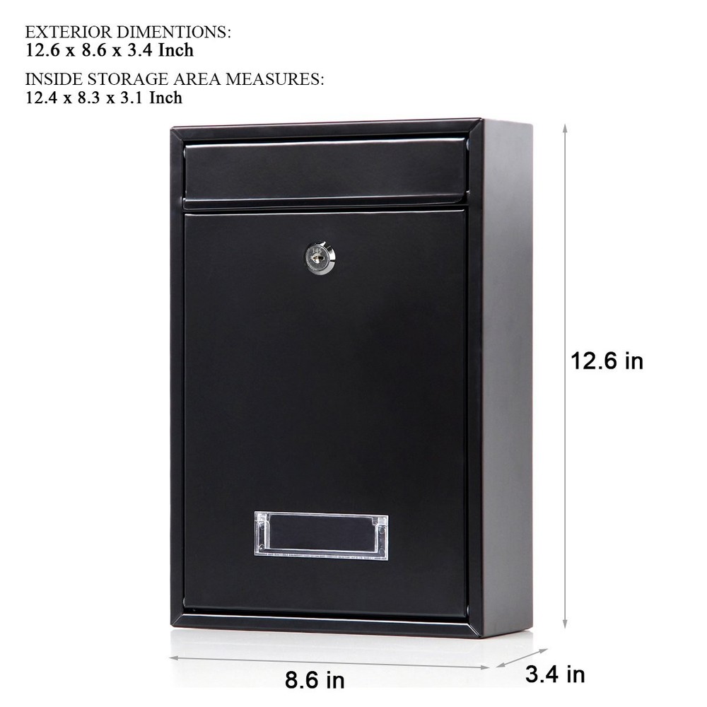 Locking Mailboxes Wall Mounted Vertical – Jssmst Key Lock Drop Medium, Black