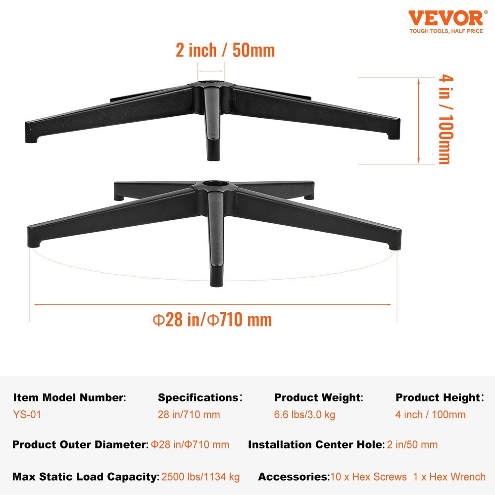 Office Chair Base Replacement,28",2500 lbs Static Load Capacity,Heavy Duty Unive