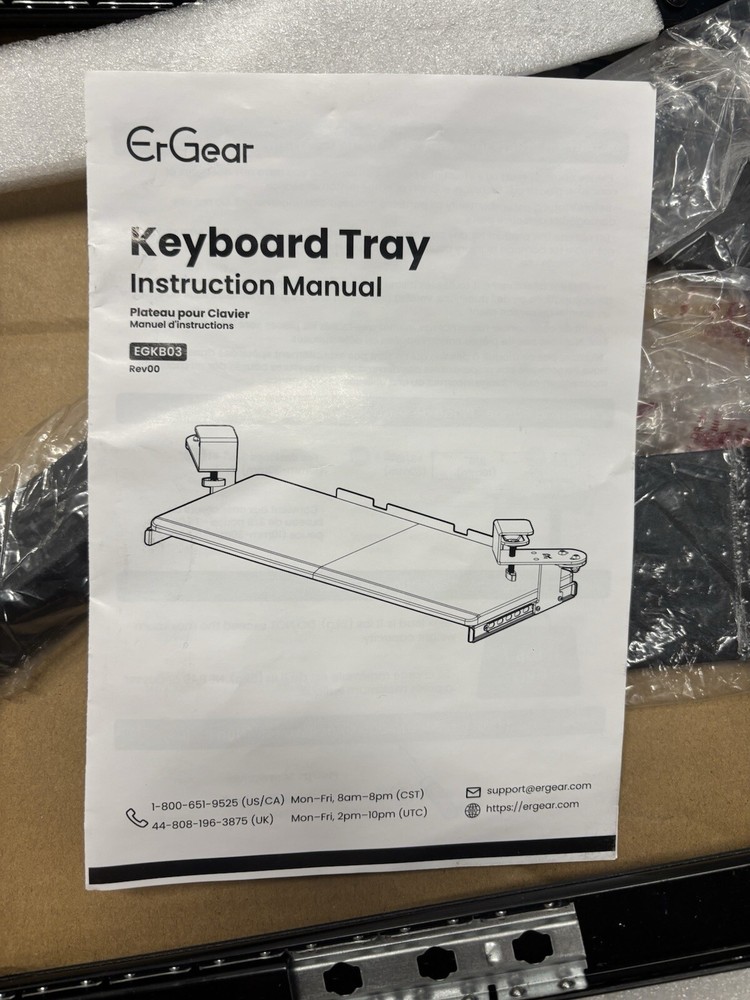 ErGear Keyboard Tray Under Desk, Corner Keyboard Tray with 45° Adjustable