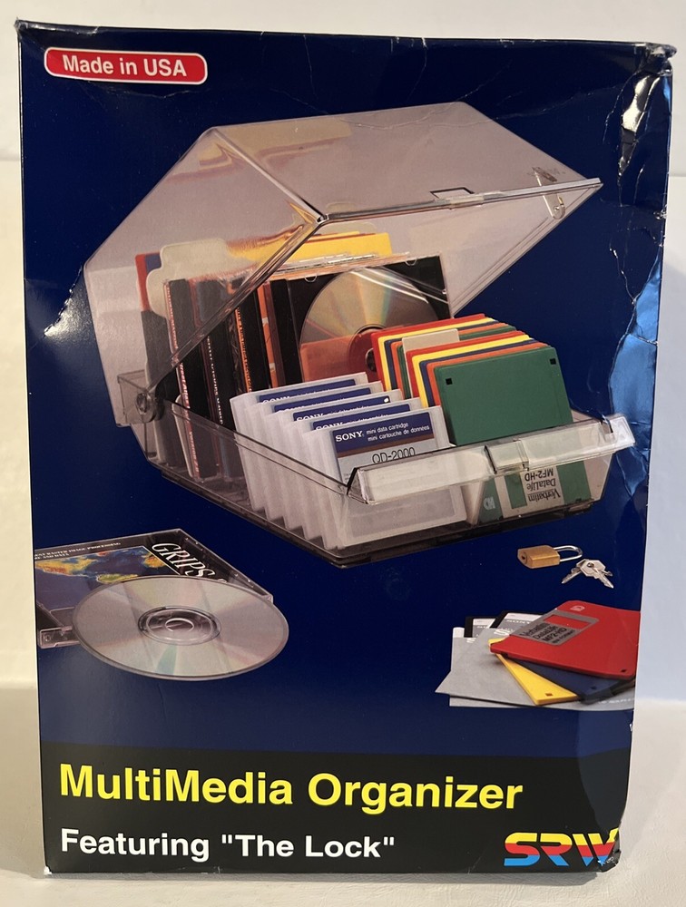 Vintage SRW Computer Desktop PC Multimedia Storage Case CD Disks Diskettes ~ NEW