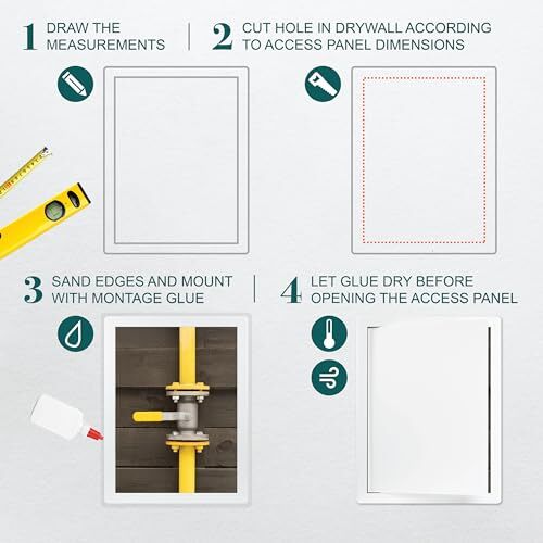 12" x 16" White Plastic Access Panel. Service Shaft Door Panel. Plumbing Elec...