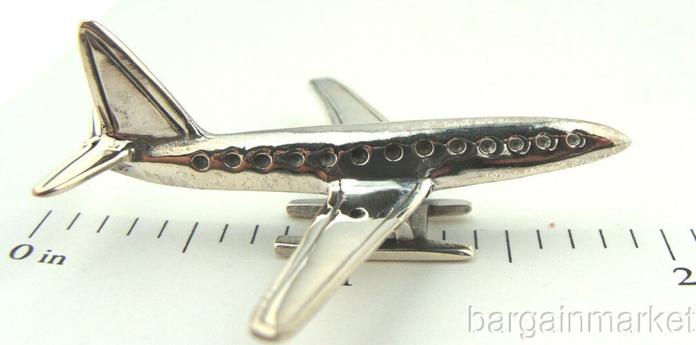 Miniature Sterling Silver Jet Passenger Airplane #051