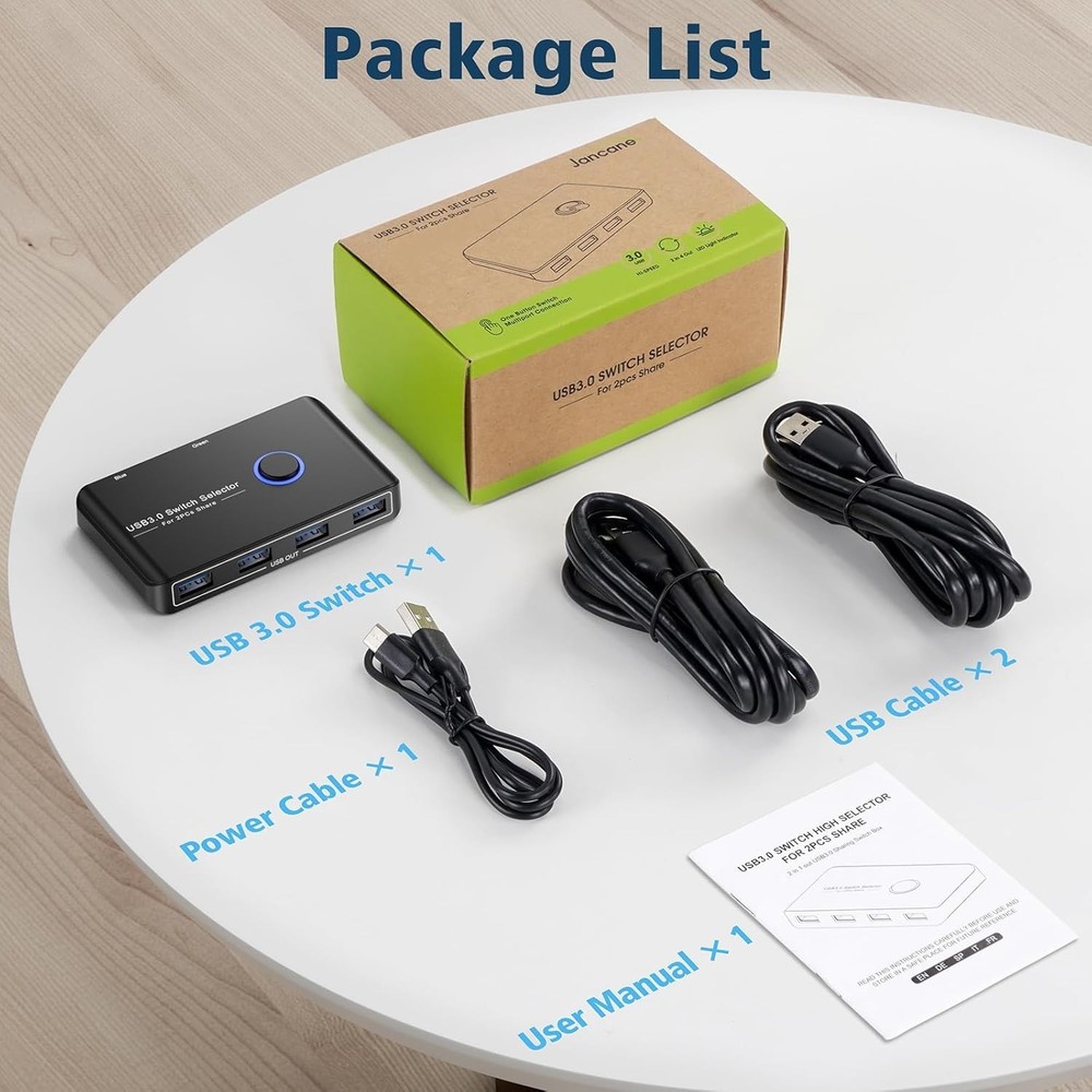 USB 3.0 Switch Selector for 2 Computers, USB Switcher Sharing 4 USB Devices Peri