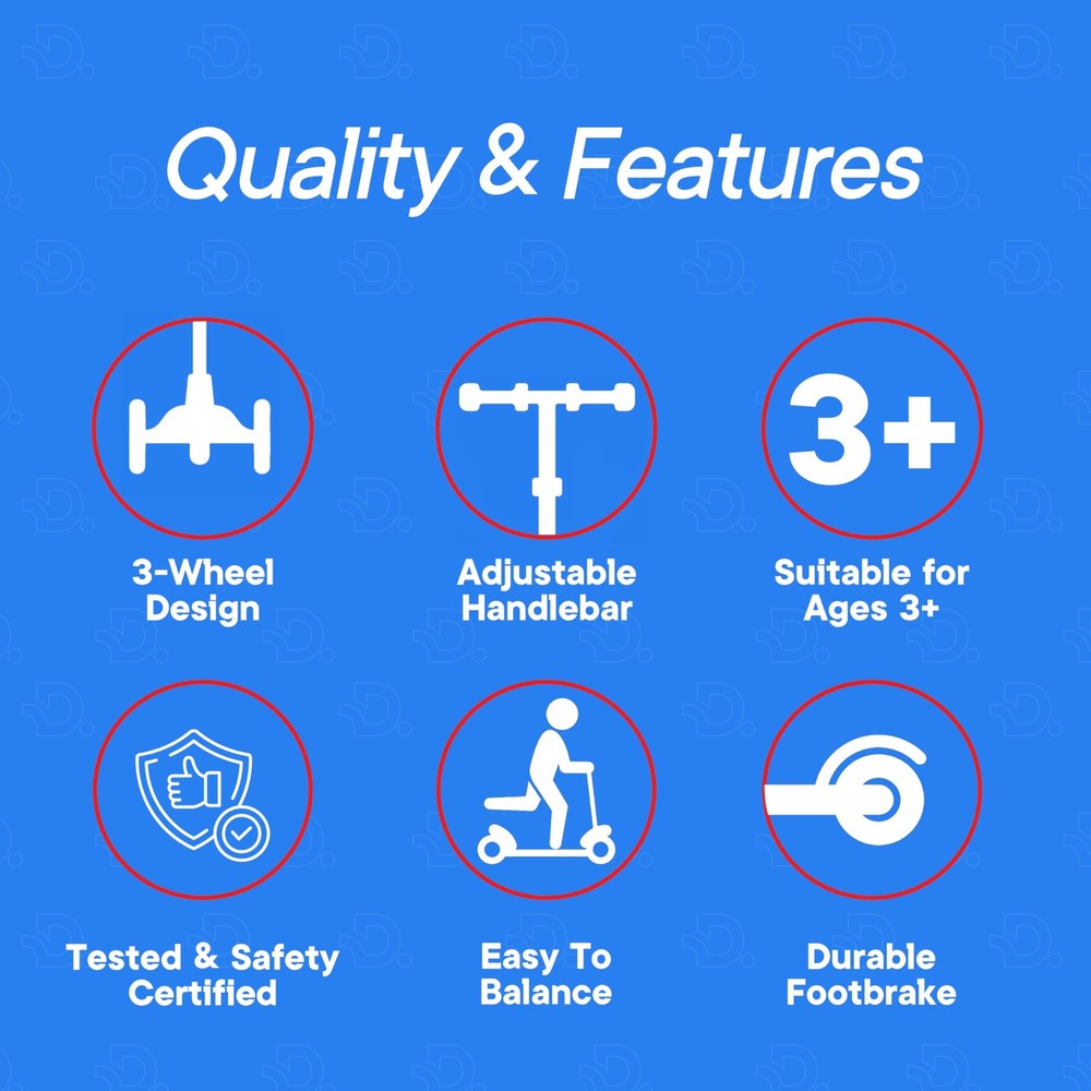 3-Wheel Kids Scooter - Lean-to-Steer Technology, Adjustable Height Handlebar,...