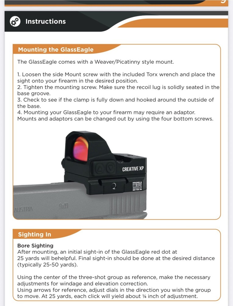 GlassEagle Red Dot Sight 3 MOA Red Dot Sight