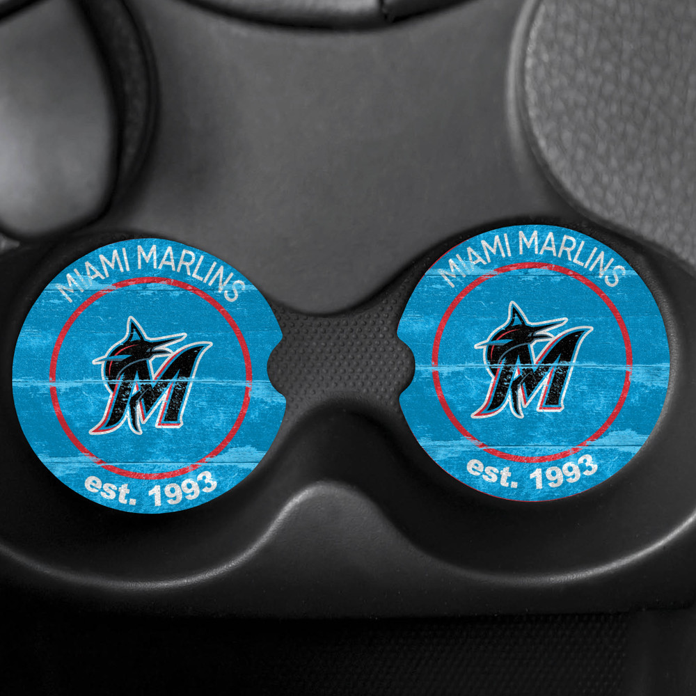Miami Marlins Set of 2 Custom Car Coasters