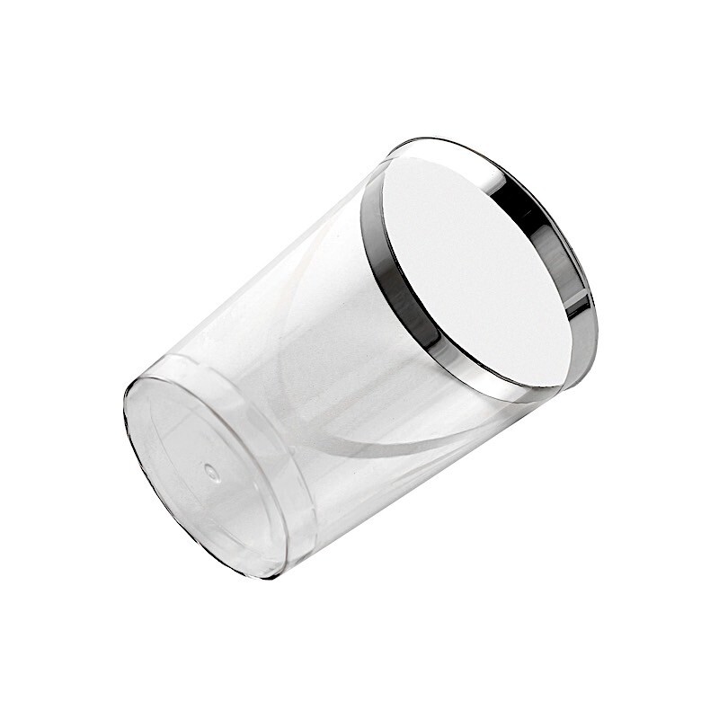 8 oz Disposable CLEAR Silver Rim PLASTIC CUPS Wedding Party TABLEWARE Supplies