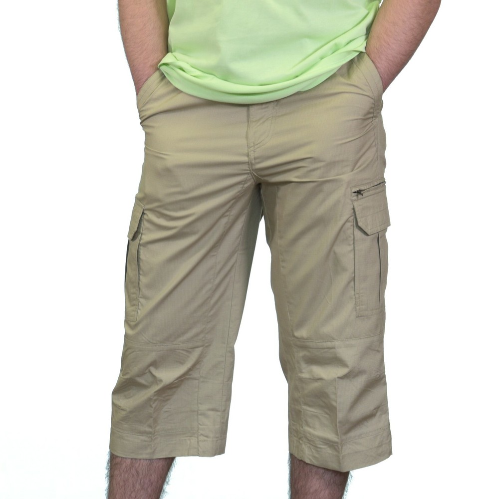 Men Long Cargo Shorts Khaki