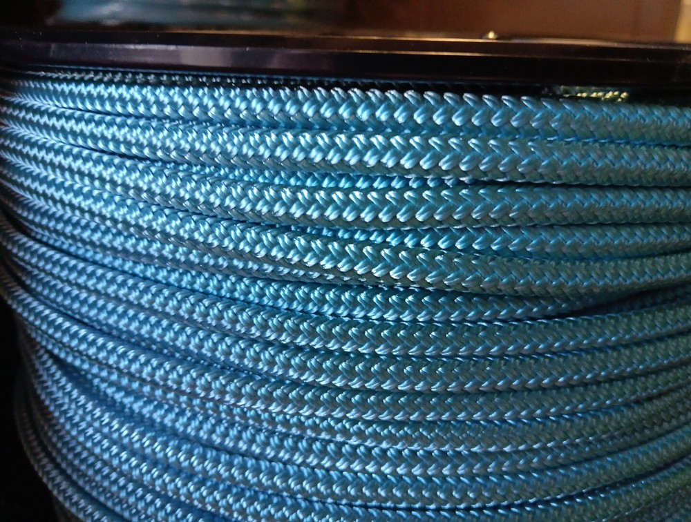 1/4 x 1100 ft. Double Braid-Yacht Braid polyester rope. Light Blue