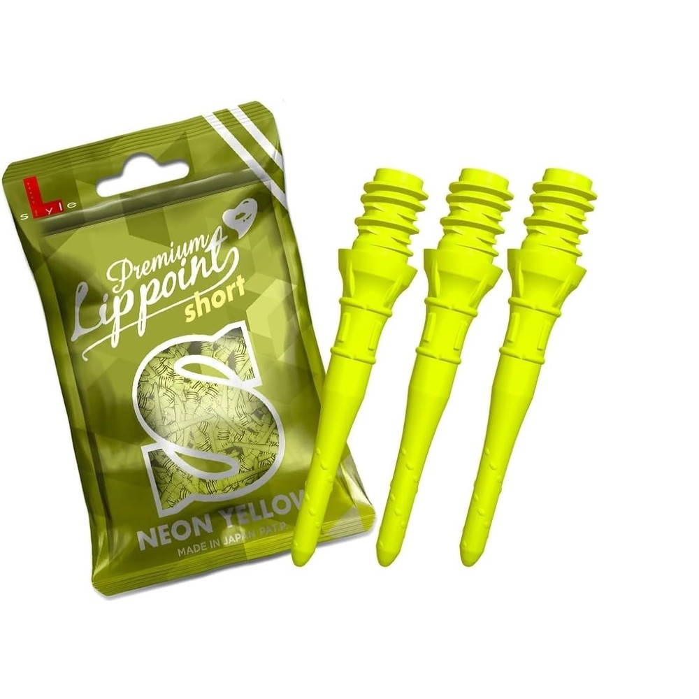 Japanese Designed 30 Pack Soft Tip Dart Points - Neon Yellow, 2BA Compatible