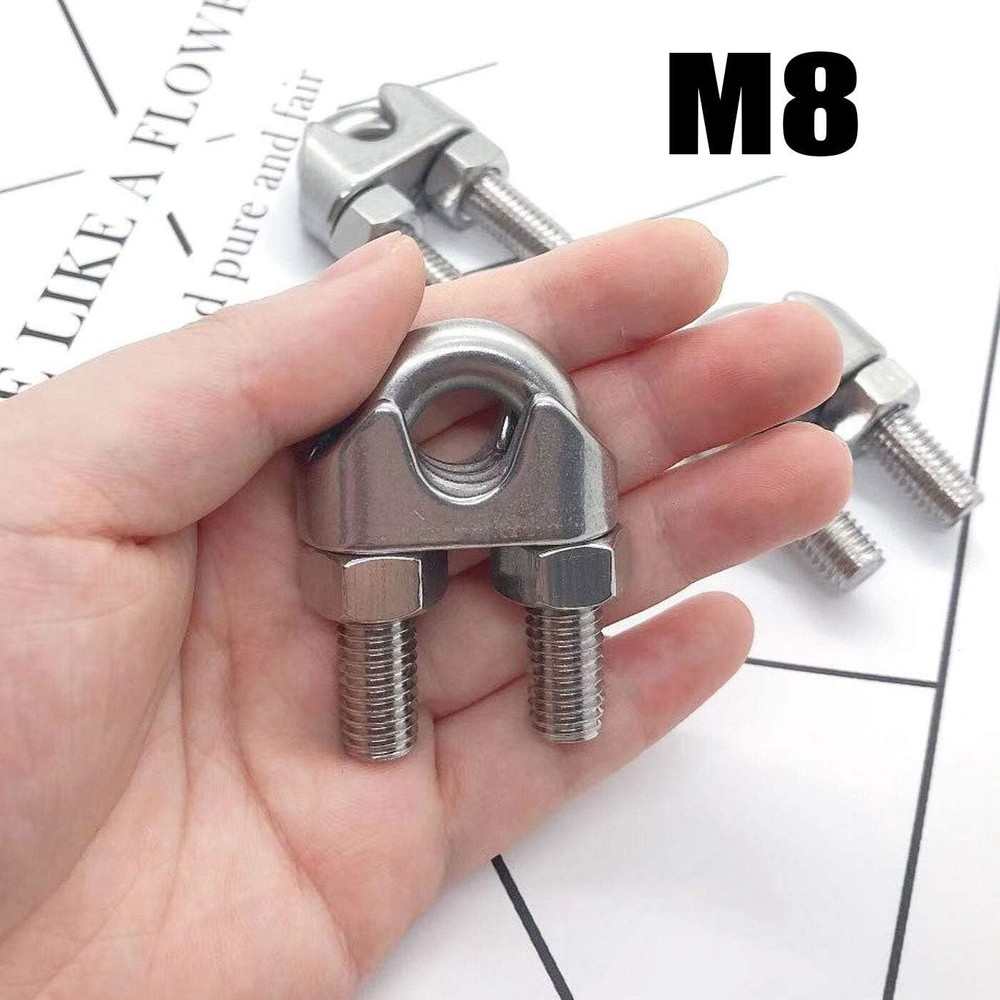 Versatile 304 Stainless Steel Wire Rope Clips - 20Pack for Secure Rigging