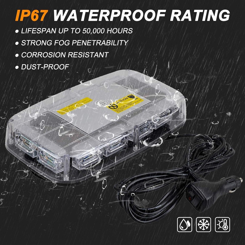 48LED Strobe Beacon Light Rooftop Emergency Warning Hazard Light Amber NEW