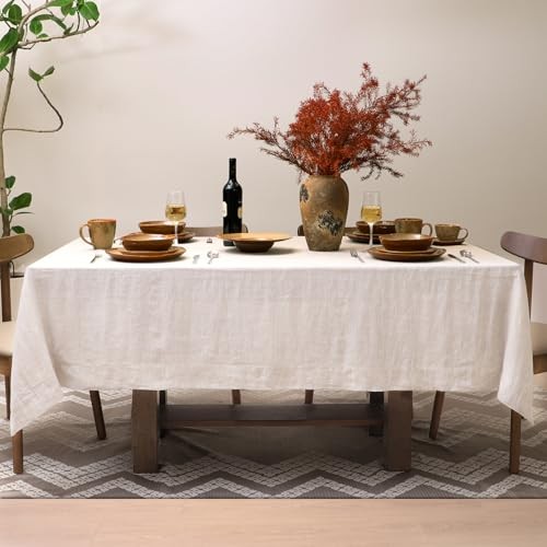 Linen Tablecloth 100% Pure Linen Table Cloth for Rectangle Tables Machine