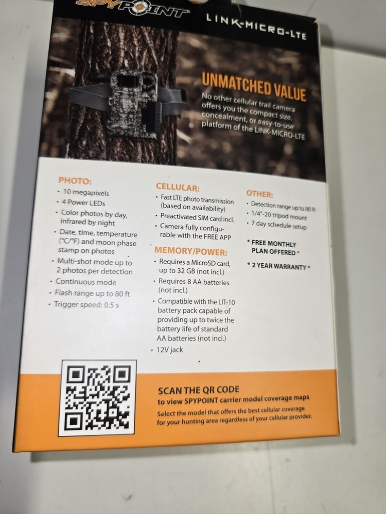 SpyPoint Link-Micro-LTE-V Cellular game camera, security cam, Tested working