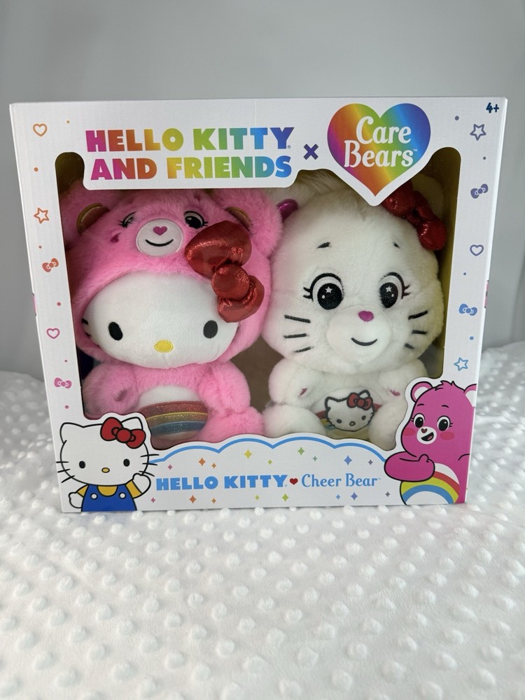 Care Bears Hello Kitty and Cheer Bear 10" Plush Set