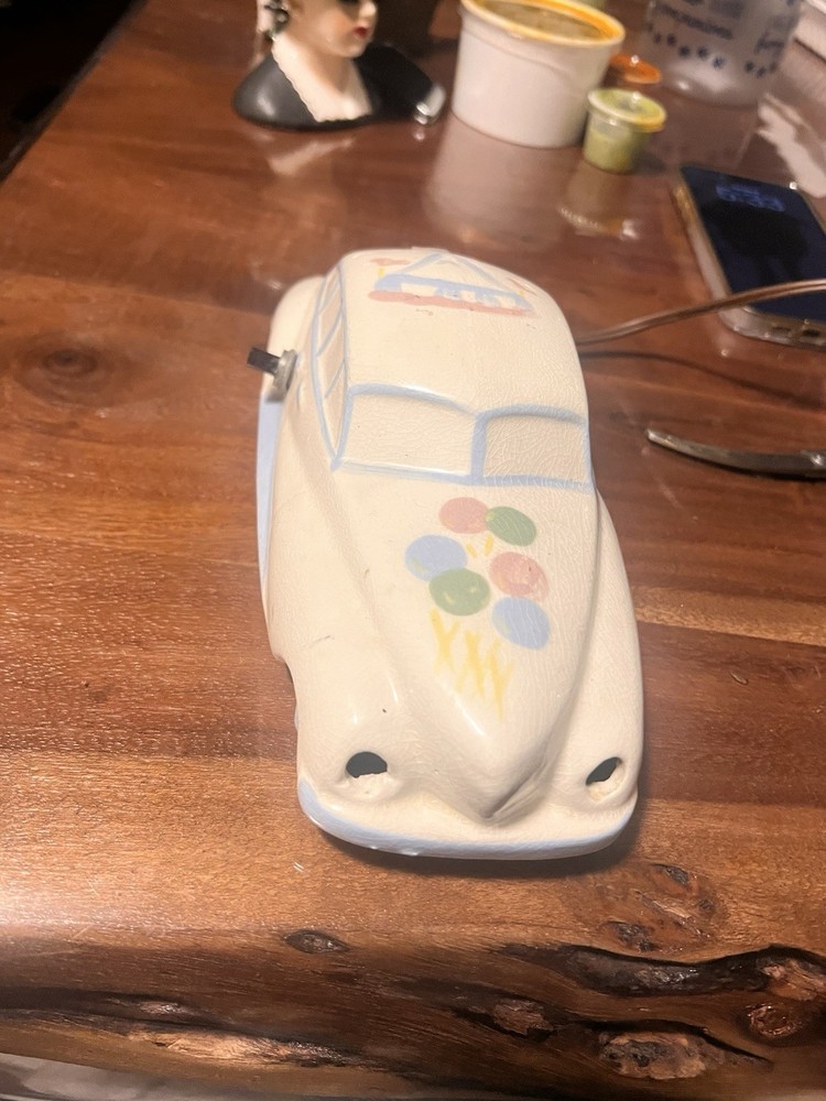 Vintage Ceramic Car Night Light: 1949 Nursery Decor