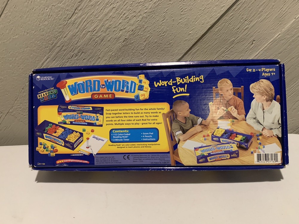 Learning Resources WORD FOR WORD Game w/ Reading Rods Educational Phonics