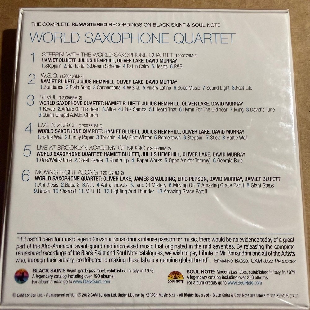 World Saxophone Quartet Complete Remastered Recordings 2012 6CD Jazz