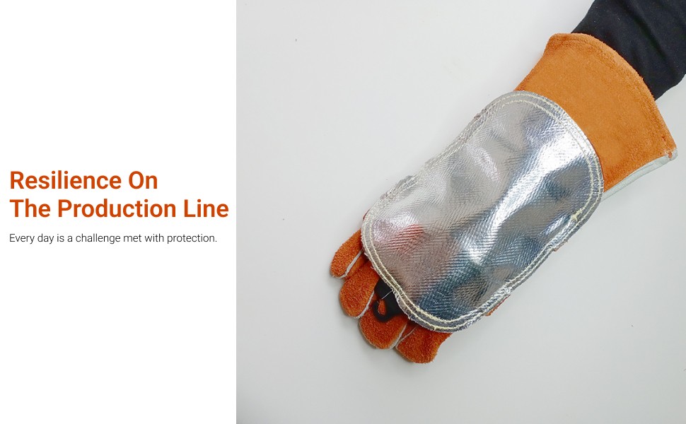 Welding Glove Heat Shield High Temperature Resistant Aluminized Back Welding